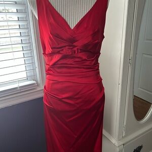 Boston Proper Red Sleeveless Midi Dress